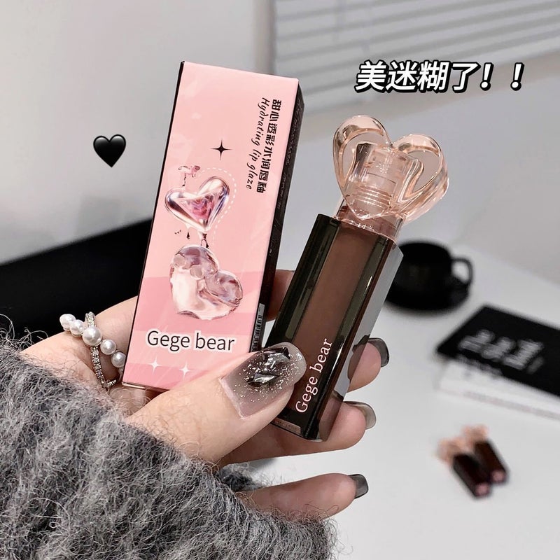 Gege Bear Sweetheart Transonic Lip Glaze Waterlight Mirror Doodle Glass Lips Naturally White Student Moisturizing Lip Honey - Image 4